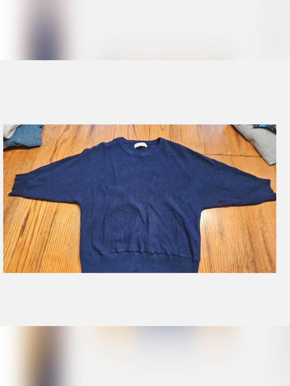Dark Blue Drop Shoulder Half Sleeve Sweater